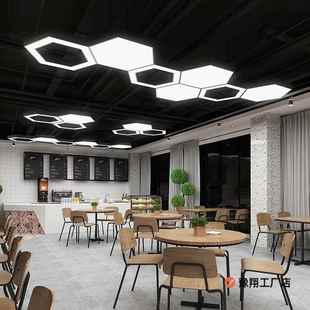 l六ed吊灯客厅商用具角灯办公室形异形网红餐厅工业风890菱吸顶灯