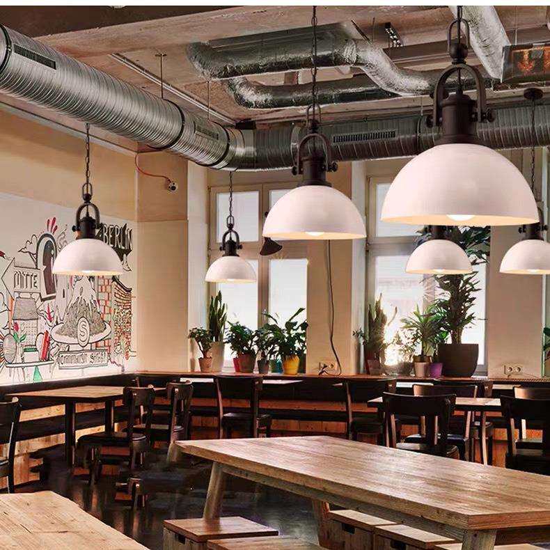 美式复古工业风吊灯酒吧吧台loft创意个性单头铁艺锅盖小餐厅灯具