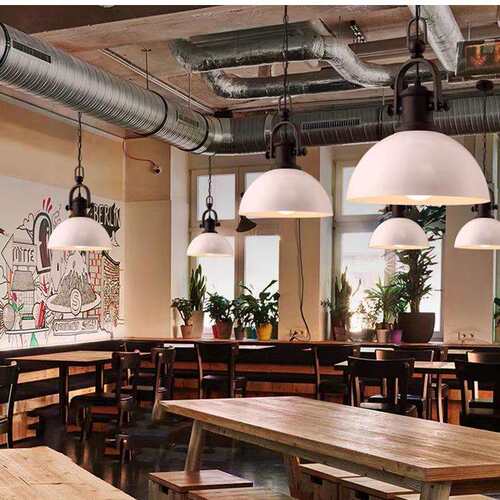 美式复古工业风吊灯酒吧吧台loft创意个性单头铁艺锅盖小餐厅灯具