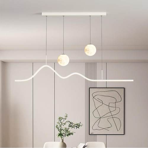 严选全光谱吊灯灯一字桌吊灯月球灯长条餐奶油风护灯吧眼859台吊