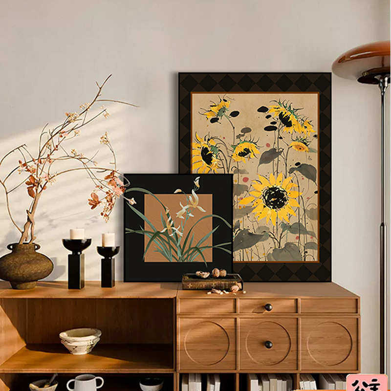 吴冠中向日葵客厅装饰画法式复古艺术餐厅挂画中古风卧室桌面摆画,家居饰品,现代装饰画,淘宝优惠券,粉丝福利购,淘宝优惠卷
