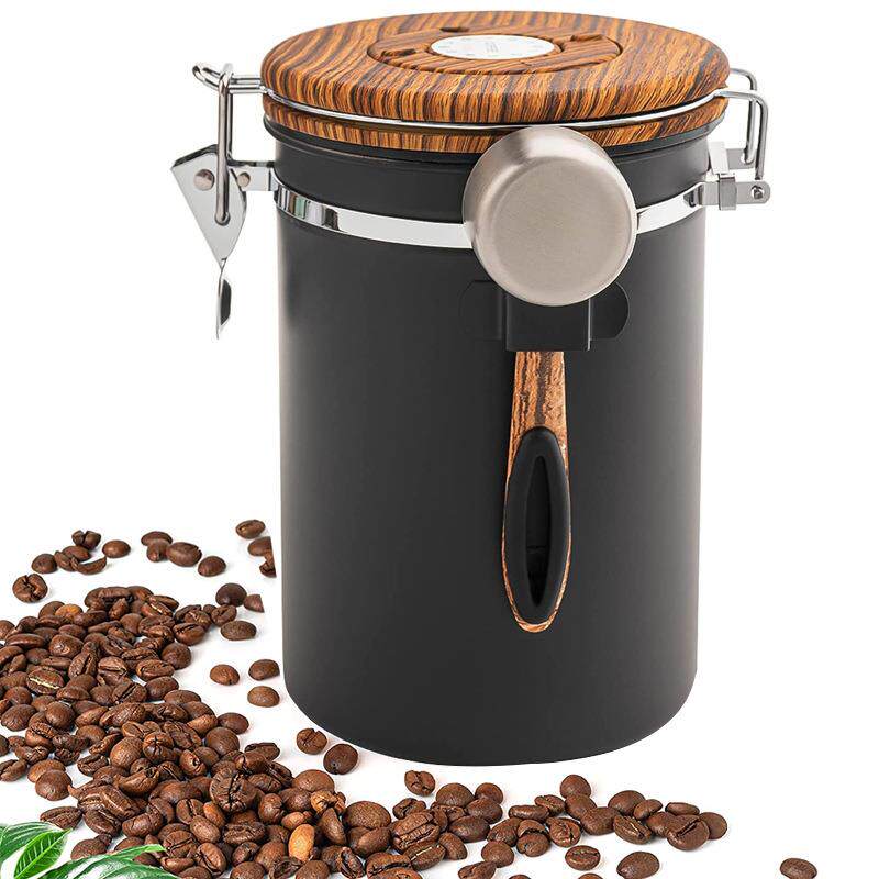 现货咖啡豆储存罐咖啡密封罐304不锈钢密封储物罐带勺CoffeeCani