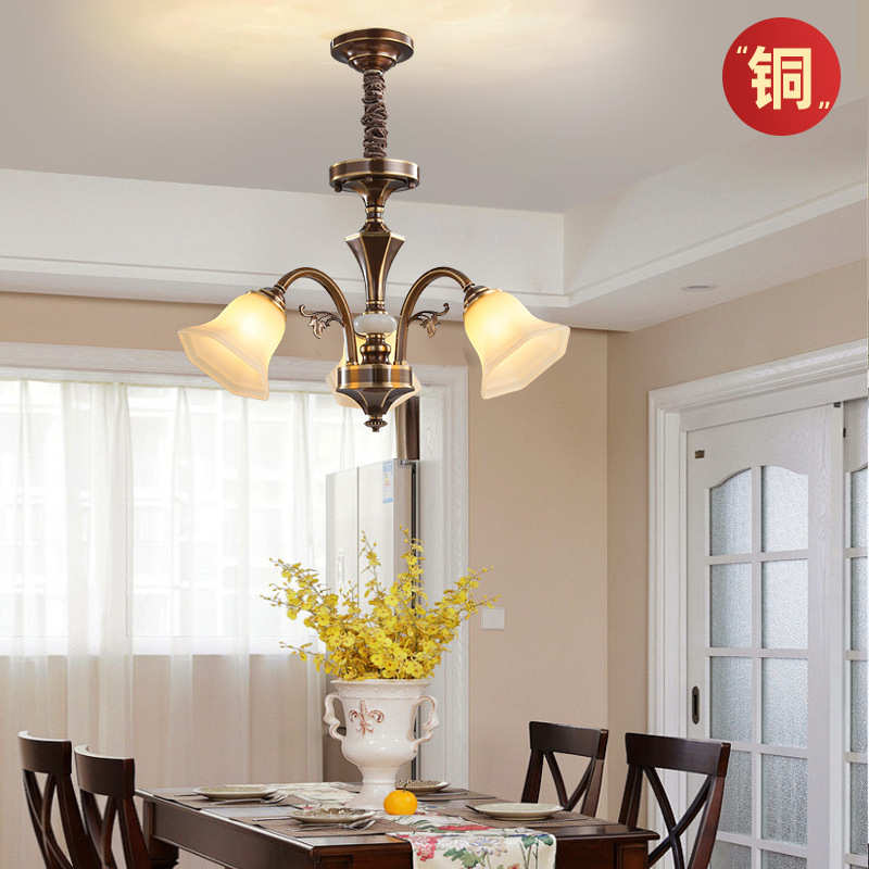 美式全铜吊灯朝下客厅主灯复古大气简约轻奢卧室餐厅灯2024年新款