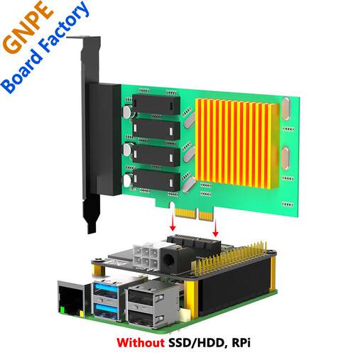 PI5 树莓派5 PCle FFC转标准PCIe x1插槽扩展板 兼容多种PCIe扩展