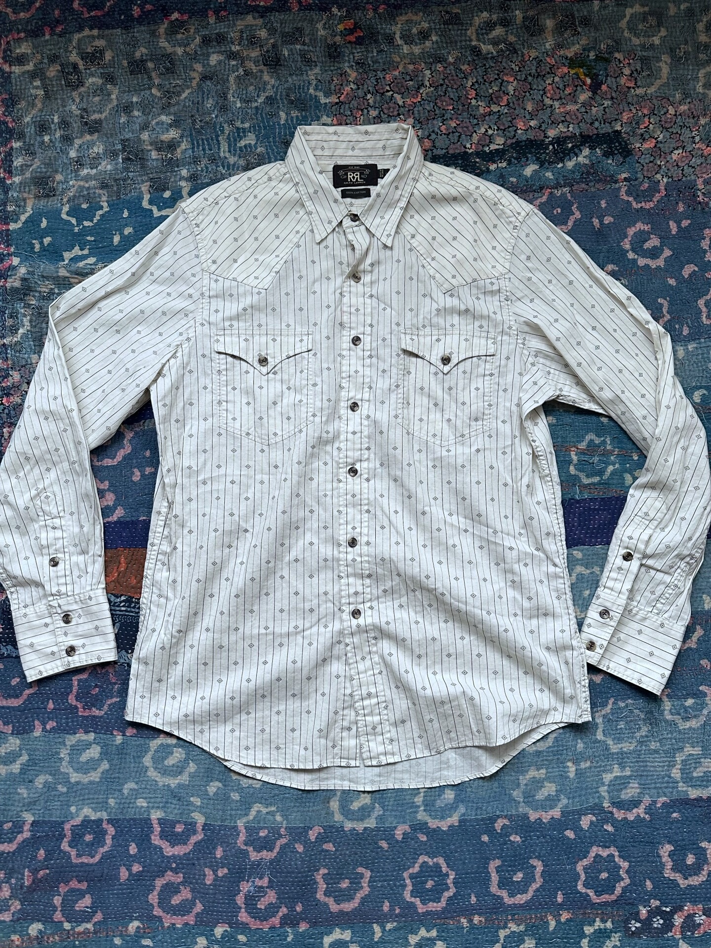 RRL Western Stripe Diamond Print Shirt