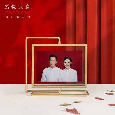 觅物文创两面旋转创意结婚登记照结婚证7寸6寸照片打印加相框摆台