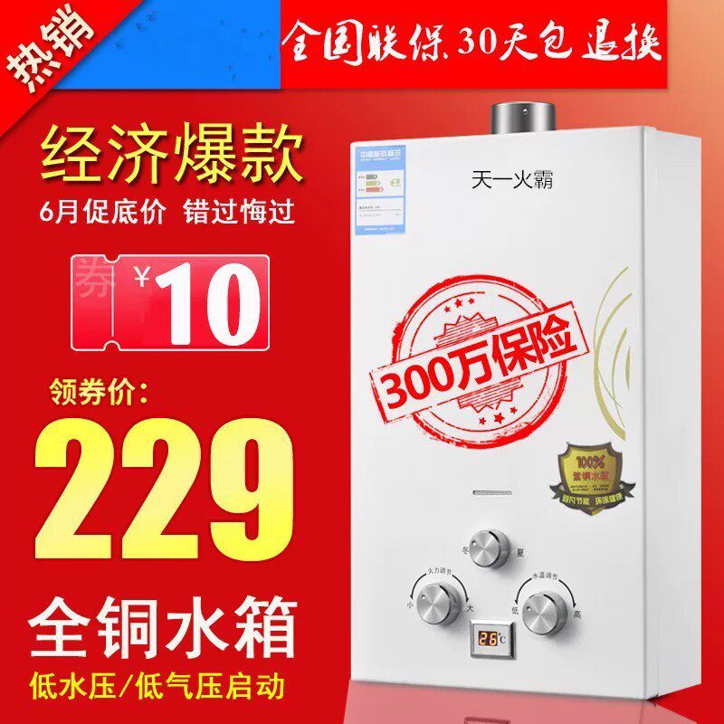 燃气热水器家用瓦斯人工瓦斯强排6/8升10升12升铜速热