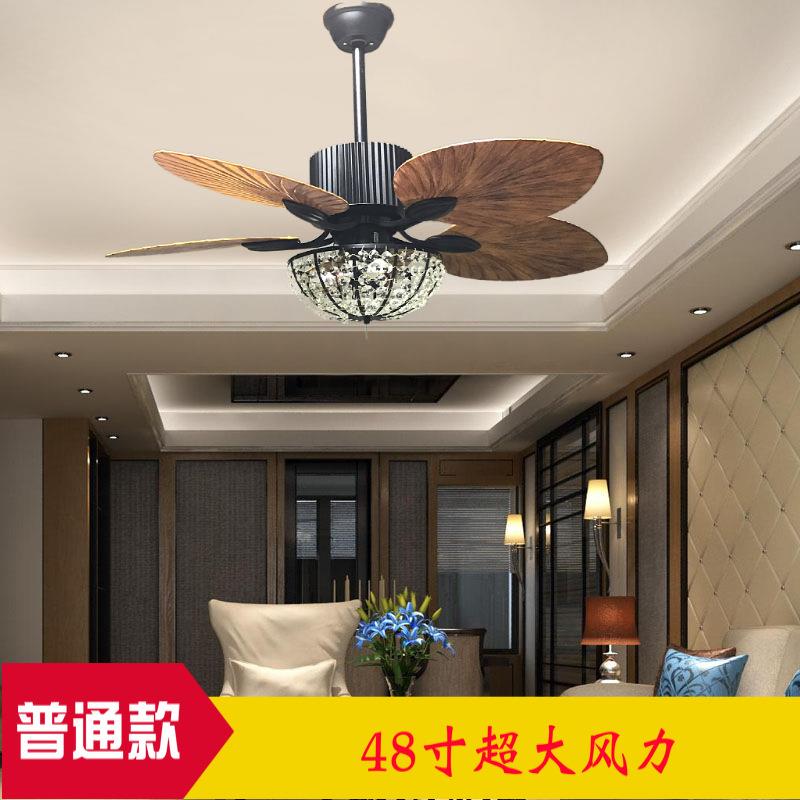 豪华美式奢华吊扇灯48寸超大风力高档水晶客厅餐厅商用跨境风扇灯