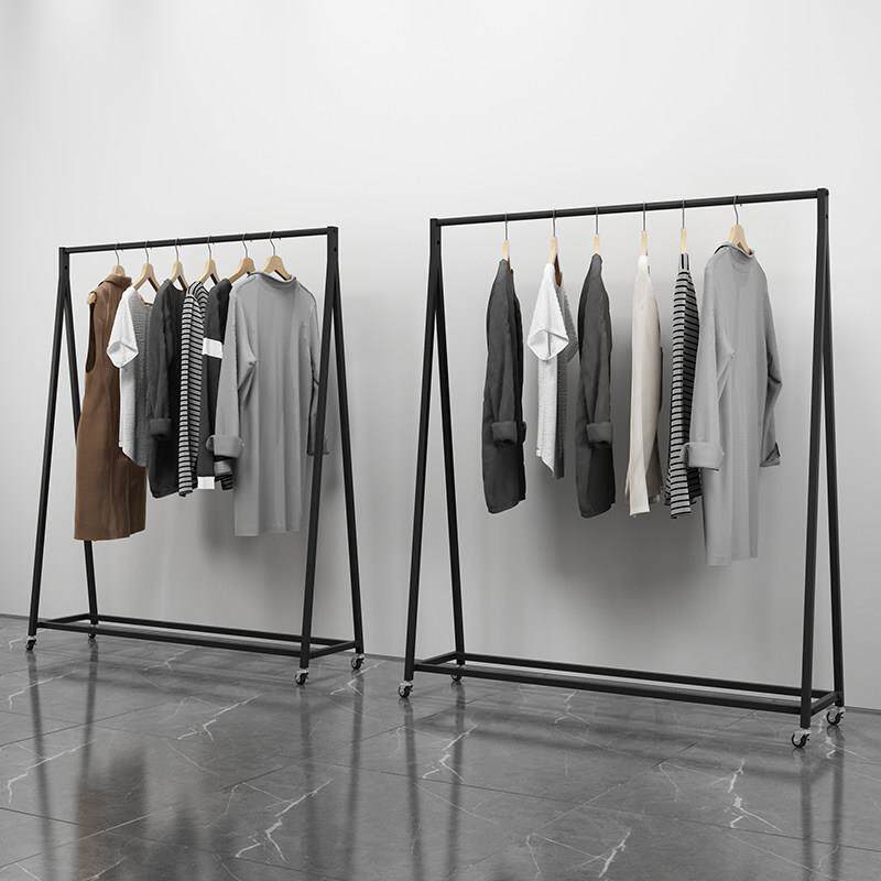 加粗铁艺服装店展示挂衣架落地式带轮可移动龙门架家用服装架定制