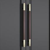 实木大门把手中式 玻璃门把手酒店会所大门把手原木胡桃木色拉手