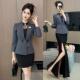 套装 酒店前台长袖 高级感公主服深灰色 足浴会所技师工装 秋冬装