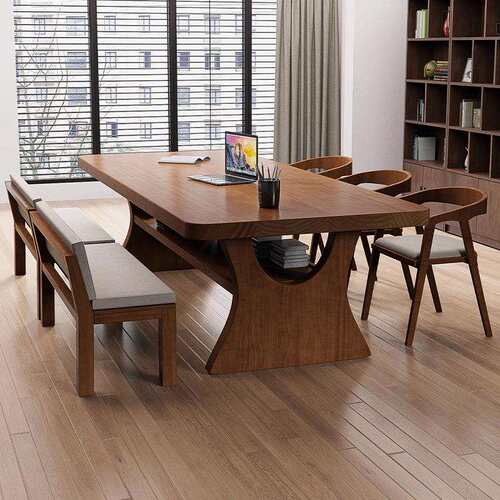 澳铂北欧实木客723厅大书长书学习桌家用大板桌双层桌桌办公工桌