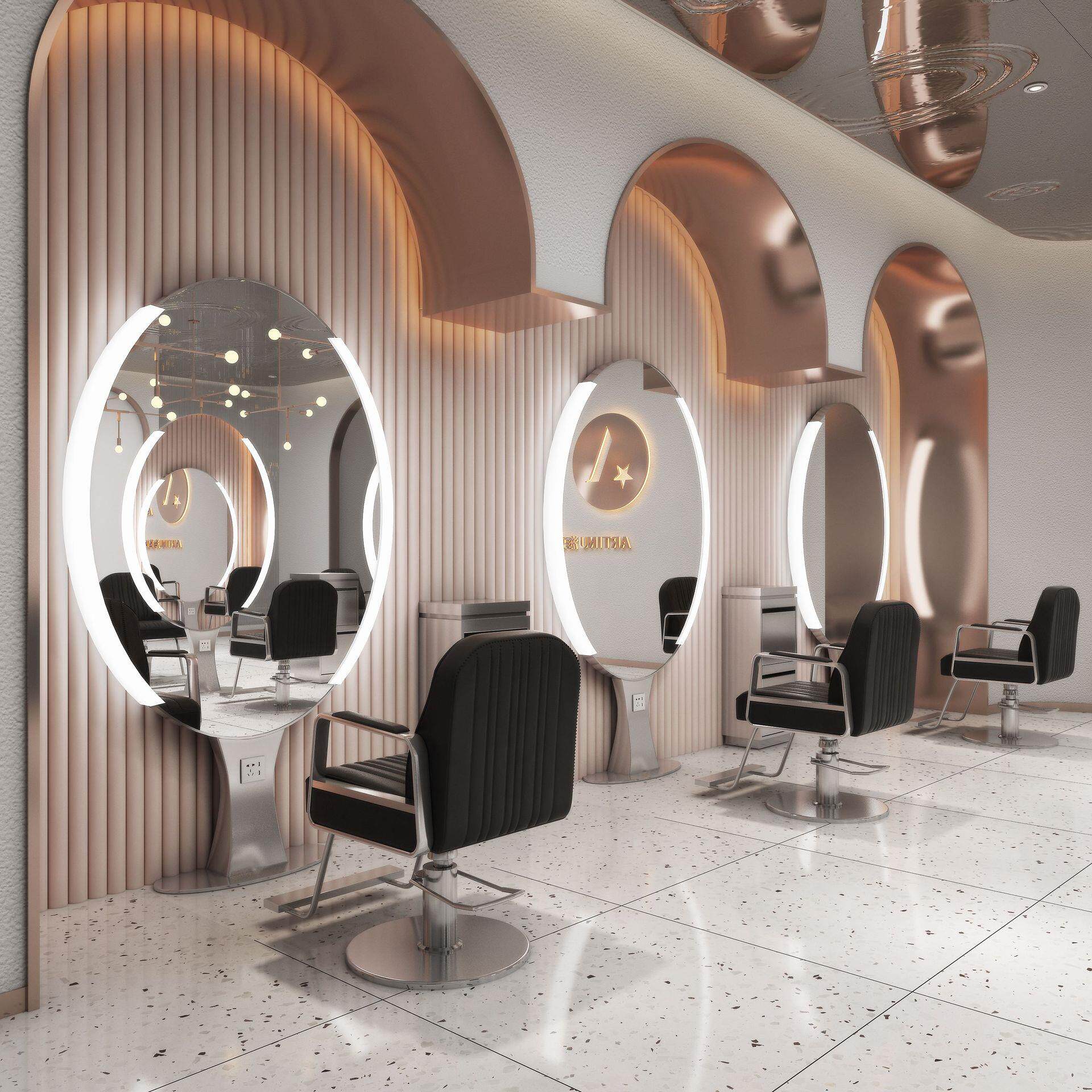 无品牌/椭轻圆美镜子双发面带镜柜单面挂墙多款奢大圆简约风搭配