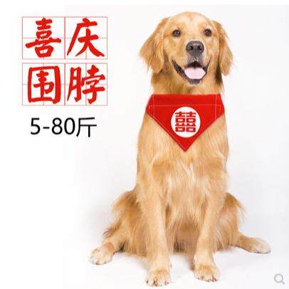 宠物狗狗猫咪结婚礼囍喜庆三角巾围脖金毛柯基法斗泰迪口水巾项圈