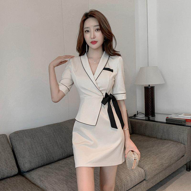 美容师工作服女修身显瘦连衣裙养生会所足浴按摩桑拿技师服夏