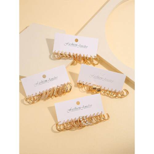 Gold Color Vintage Hoop Earrings Set for Women Boho Metal Ci