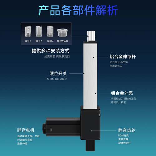 电动推杆伸缩杆工业级大推力直流往复电机直线行程升降杆 IP3000X