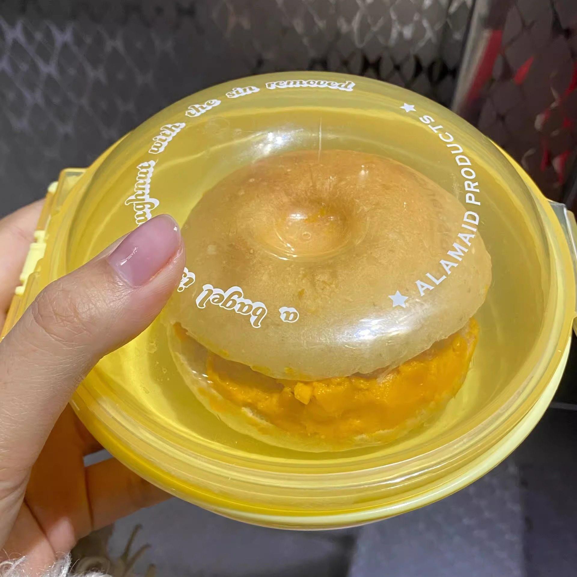 多巴胺便携早餐便当盒贝果盒创意上班族饭盒塑料食品级可微波带盖