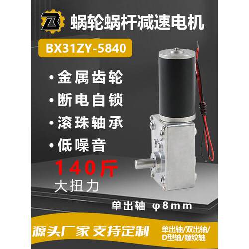 5840-31Zy减速电机直流齿轮电机断电自锁蜗杆12V24电机调速电机