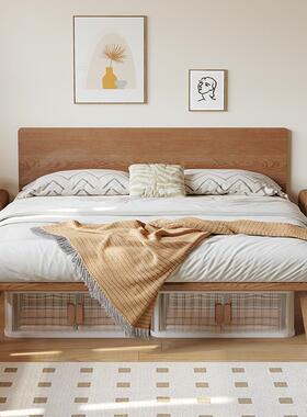 薄床头边实木床高齐脚胡39611桃单色小户型次卧客房家用1米床5的