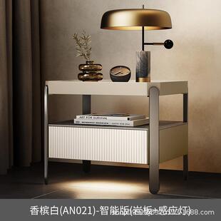 高级智能床头柜现代简约无线充电感应灯家用卧室床边柜储物收纳柜