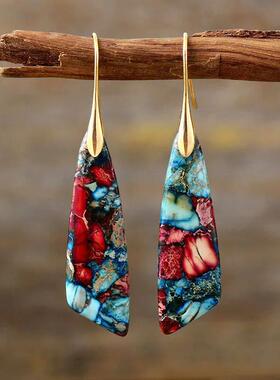Bohemian Emperor Stone Geometric Pendant Earring Popular Nat