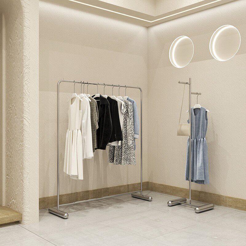 服装店不锈钢展示架男女服装店简约中岛货架落地式挂衣架陈列架