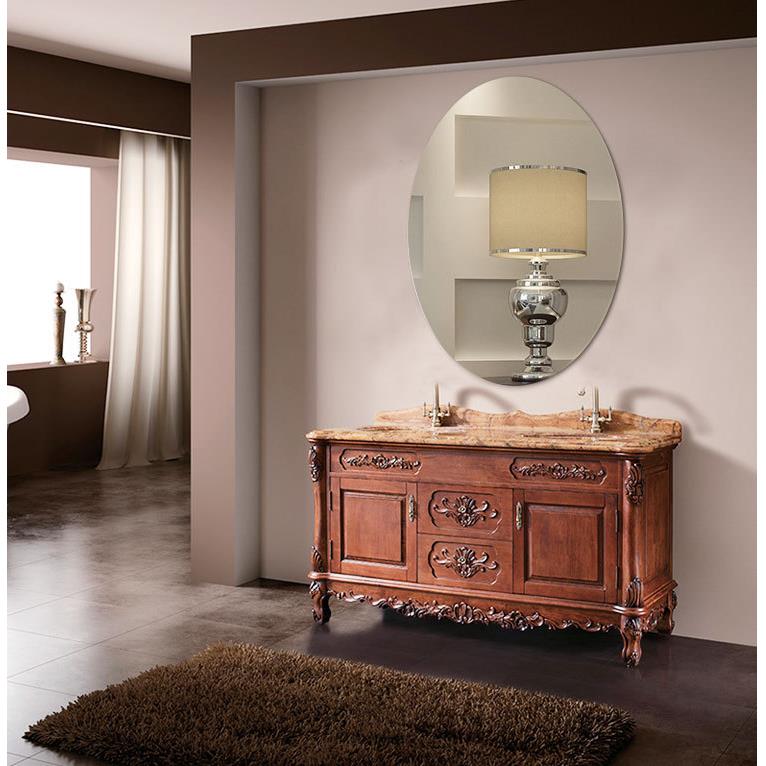 欧式化妆镜子壁挂无框椭圆粘贴卫生间浴室镜子装饰墙贴卧室梳妆镜