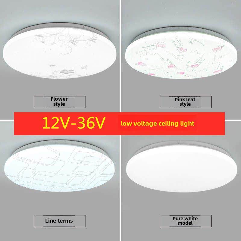 12V24V36Vled低压吸顶灯工地矿山轮船房车交流直流廊桥面包白光灯