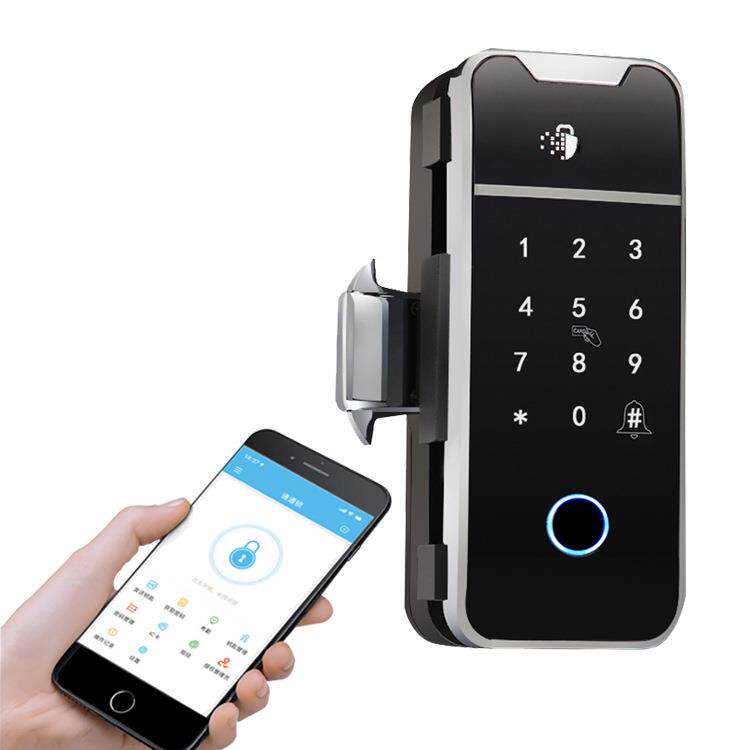 玻璃门密码锁C22办室公司双单门双指门有框开电子纹公智能门锁通