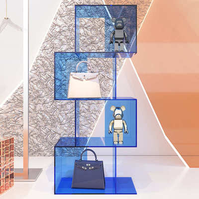 亚克力鞋包展示架服装店橱窗摆件陈列架彩色多层置物架广州厂家