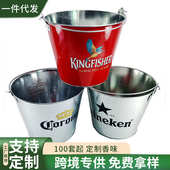 小批量定制5升冰桶 酒吧通用马口铁圆形镀锌桶防漏水铁桶可印图案