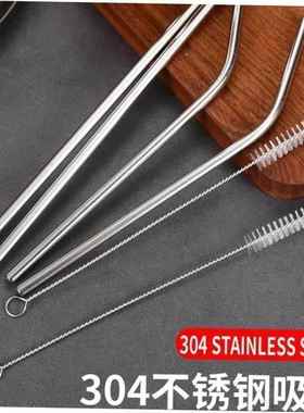8 pcs metal drinking straw reusable straws 3 cleaner brush