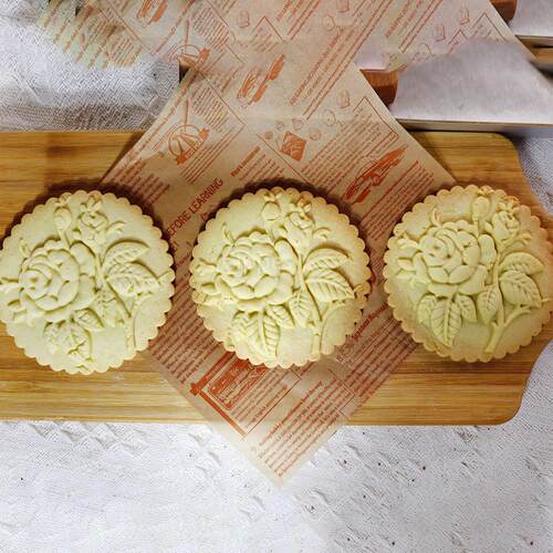 1PC Wood Cookie Mold with Rose Flower Patterns, Christmas 3D