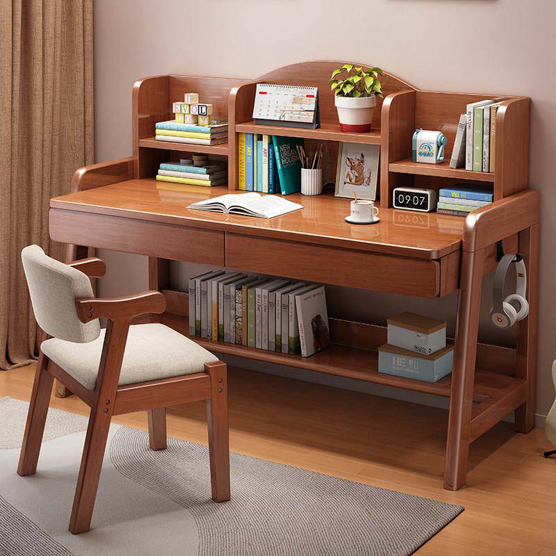 实木电脑桌学生课桌椅家用可升降学习桌卧室带抽屉写字桌办公桌