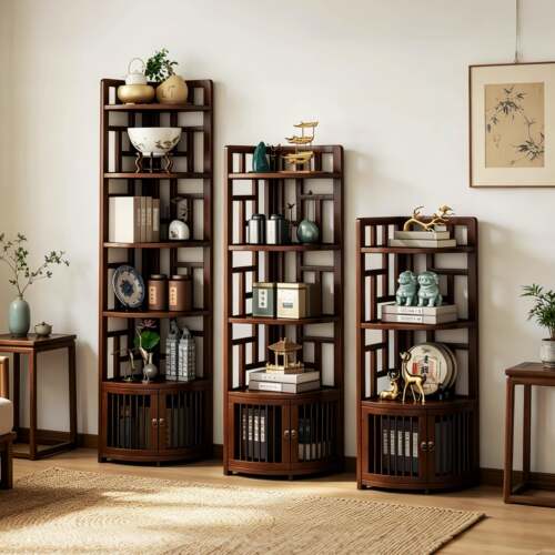 新中式角柜客厅茶叶收纳层架家用茶具摆放架茶室博古架多功能展示