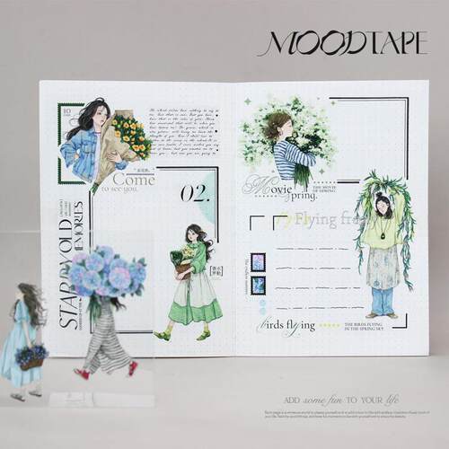 moodtape.自然一刻人物原创手账胶带咕卡贴纸pet和纸景物胶带文具