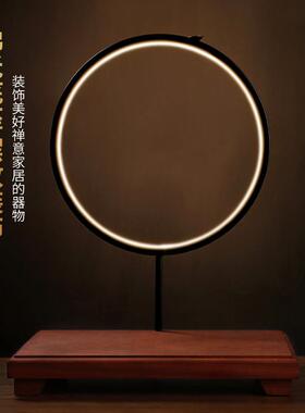 戴玉堂实木饰品红木佛像灯带光圈可照亮底座佛像装饰家居配件