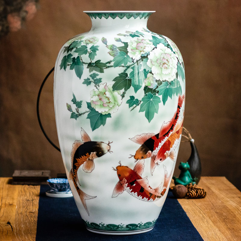 重器收藏毛瓷一代宗师国宝级陶瓷艺术大师顾澄清富贵有余花瓶摆件图片