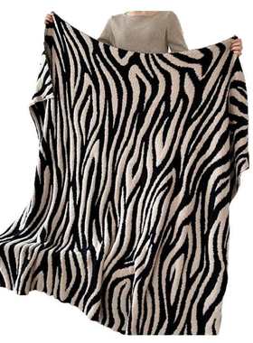 毯半边加厚休闲南瓜盖披肩毯绒毯针织午休款秋冬高级绒毯设计奢轻