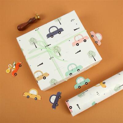 汽车包装纸kids birthday gift wrapping paper礼物包装纸男童
