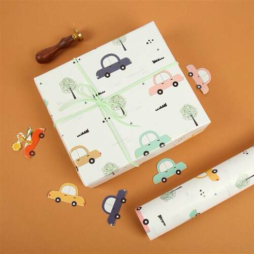 汽车包装纸kids birthday gift wrapping paper礼物包装纸男童