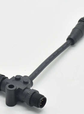 NMEA2000线缆微型T型电源接头5芯微型总线 M12防水连接器