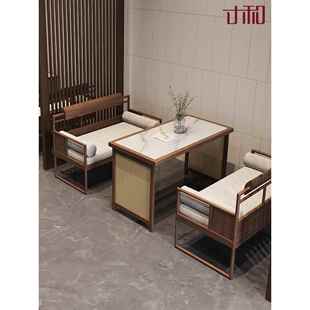 寸商中餐厅甲板沙发新中式茶室甲板咖啡厅酒店酒店酒馆桌椅