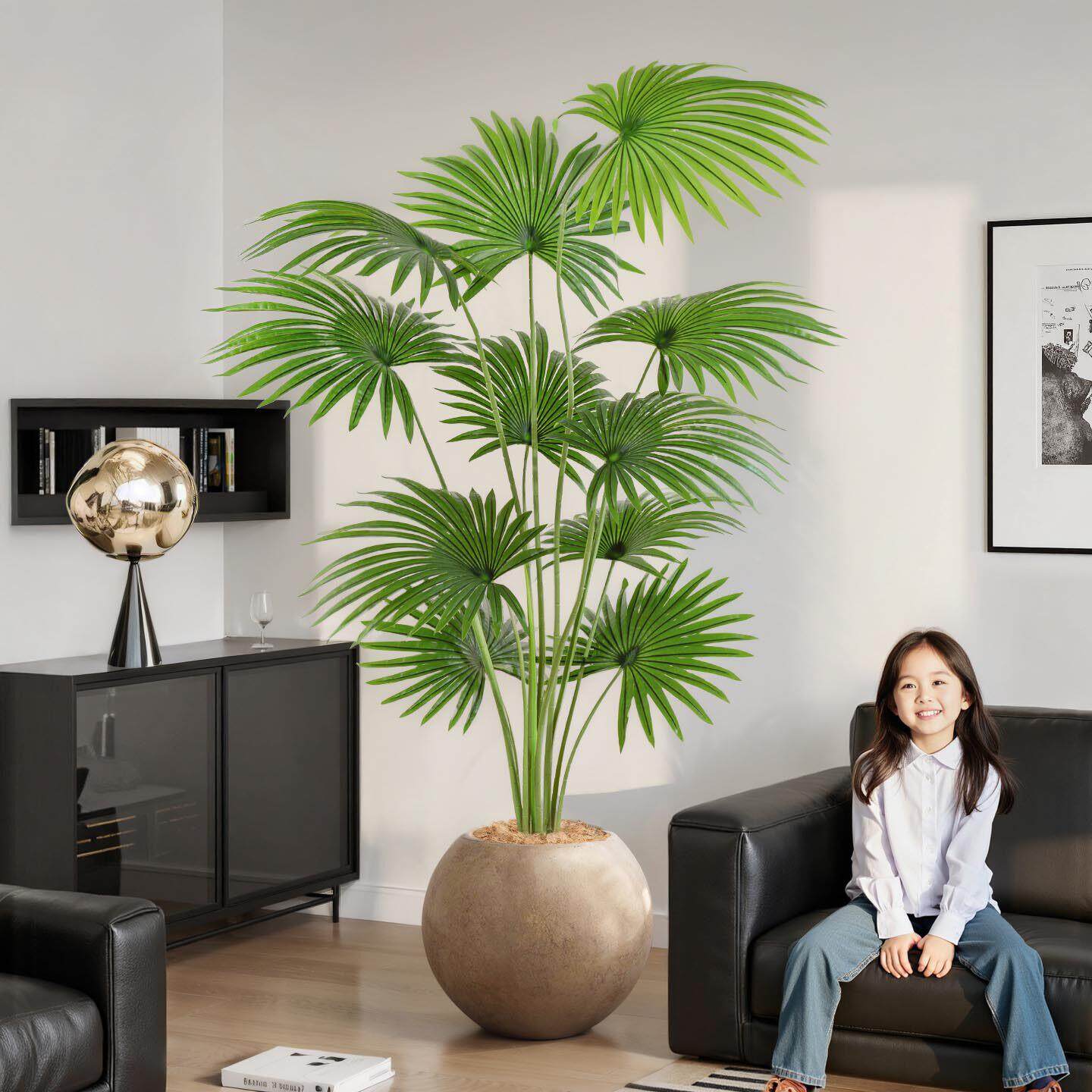 仿真绿植加州蒲葵沙发边室内装饰假植物高端轻奢室内大型仿生盆栽
