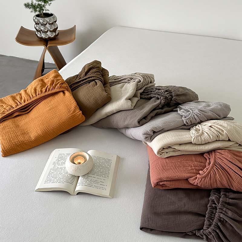 A类全棉双层皱皱纱单件床笠床罩床垫保护套单独床单单买床品被套