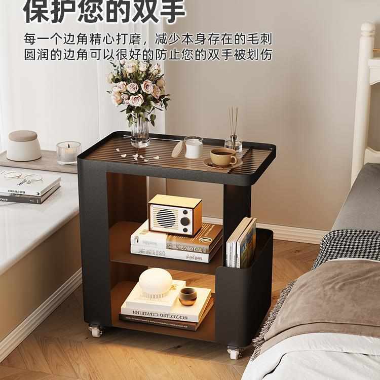 w~床头柜小型家用卧室创意床边柜简约现代收纳置物架子铁艺移动