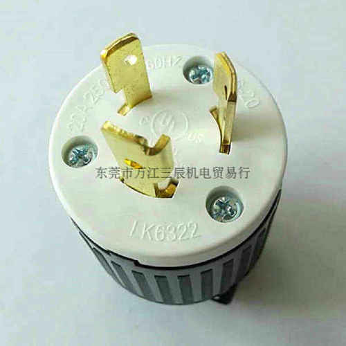 NEMA L6-20P美规LK-6322 台湾隆光/LKEW 工业耐热塑胶插头 20A UL
