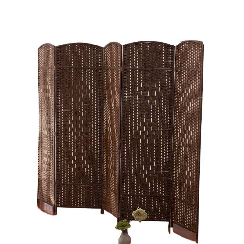 创意手工草编屏风隔断时尚简约客厅卧室折屏简易折叠移动实木屏风