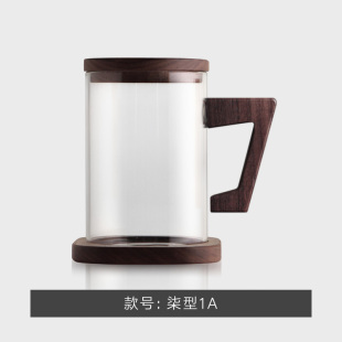 茶杯滤泡办公室笙简约男女生透明高玻璃硅个性 木硼日式 过玩物水杯